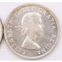1957 one water line plus 1957 regular Canada silver dollars Choice UNC