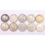 South Africa 5 Shillings type silver coins 1948 6x1957 3x64 10-coins circulated 