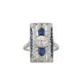 Art Deco c1930 18K White Gold Diamond Sapphire Ring  Size 5