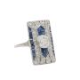 Art Deco c1930 18K White Gold Diamond Sapphire Ring  Size 5