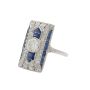 Art Deco c1930 18K White Gold Diamond Sapphire Ring  Size 5