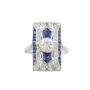 Art Deco c1930 18K White Gold Diamond Sapphire Ring  Size 5