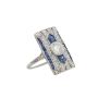 Art Deco c1930 18K White Gold Diamond Sapphire Ring  Size 5