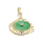 14K Yellow Gold 1.18ct Jadeite & Diamond Pendant Green & White Disk Vintage 