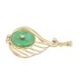 14K Yellow Gold 1.18ct Jadeite & Diamond Pendant Green & White Disk Vintage 
