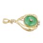 14K Yellow Gold 1.18ct Jadeite & Diamond Pendant Green & White Disk Vintage 