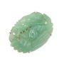 14K Yellow Gold Green Jadeite Brooch Handmade Carved Fish 