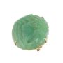 14K Yellow Gold Green Jadeite Brooch Handmade Carved Fish 