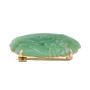 14K Yellow Gold Green Jadeite Brooch Handmade Carved Fish 