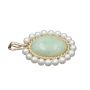 14K Yellow Gold Jadeite Pearl Pendant 6.75ct Jadeite 19 Pearls Oval Vintage