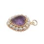 14K Yellow Gold Heart Pendant Amethyst & Cultured Pearl 4.48g