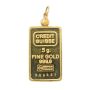 Credit Suisse 5 Gram Gold Bar Pendant 999.9 Fine 14K Yellow bezel Serial #948441