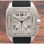 Cartier Santos 100 XL Chronograph White Roman Steel W20090X8 2740 Mens Watch