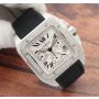 Cartier Santos 100 XL Chronograph White Roman Steel W20090X8 2740 Mens Watch
