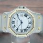 Cartier Santos Octagon LM 18K Gold & Stainless White Dial Automatic Watch