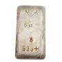 Johnson Matthey 5 oz 999+ Fine Silver Vintage Poured Bar JM Loaf Old Style Ingot