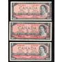 12 x Canada 1954 $2 banknotes mixed signatures and prefix VF to VF+