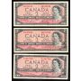 12 x Canada 1954 $2 banknotes mixed signatures and prefix VF to VF+