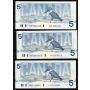 25x 1986 Canada $5 banknotes 25-notes Kingfisher UNC to Choice UNC