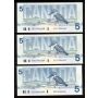 25x 1986 Canada $5 banknotes 25-notes Kingfisher UNC to Choice UNC
