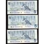 25x 1986 Canada $5 banknotes 25-notes Kingfisher UNC to Choice UNC