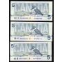 25x 1986 Canada $5 banknotes 25-notes Kingfisher UNC to Choice UNC