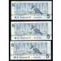 25x 1986 Canada $5 banknotes 25-notes Kingfisher UNC to Choice UNC