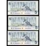 25x 1986 Canada $5 banknotes 25-notes Kingfisher UNC to Choice UNC