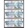 10x 1986 Canada $5 banknotes 10-better BC-56 Kingfisher notes AU to UNC