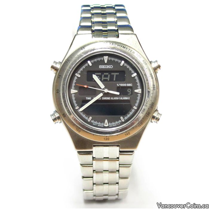 Rare Seiko Ana Digital World Time Mens Watch Duo Display