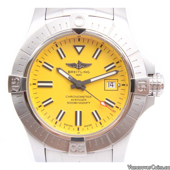 Breitling watch yellow face top