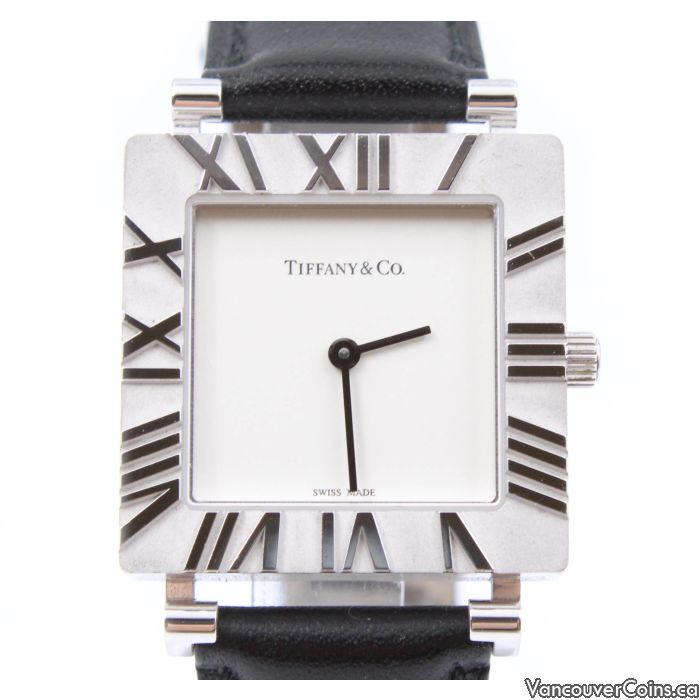 Tiffany Co ATLAS 925 Silver New Square 27mm Swiss Made Watch