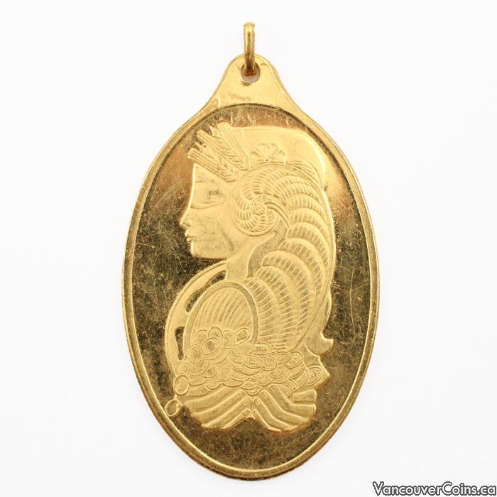 PAMP Suisse Lady Fortuna Oval Pendant 1 oz 9999 FINE Gold round bar Professional Dealers of Coins Bank Notes and Bullion