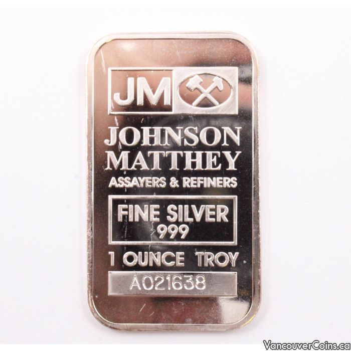 1 oz JM Silver Bar Johnson Matthey A Serial A021638 Professional