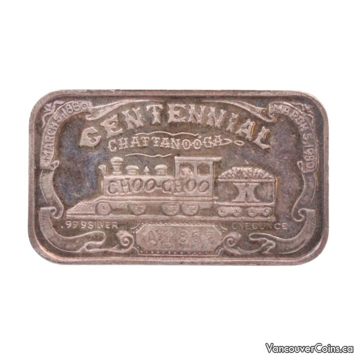 1980 1 Ounce .999 Silver Bar Chattanooga Choo Choo Centennial Train