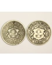 1850 BB Switzerland 20 Rappen coins KM7 