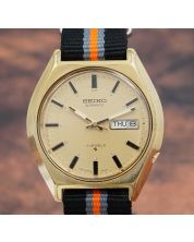 Seiko 6109-8019 Automatic Day/Date Champagne Dial Gold Plated Vintage Mens Watch