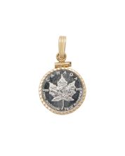 1991 Canada 1/10 oz Platinum Maple Leaf in 14K Gold Bezel 1.9g Total