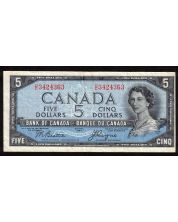 1954 Canada $5 devils face note Beattie Coyne D/C 3424363 FINE+