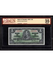 1937 Canada $1 banknote Coyne Towers U/N 9601904 BCS VF35
