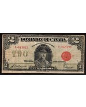 1923 Canada $2 banknote McAavour Saunders RED G-2 P-845533 FINE