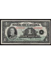 1935 Canada $1 banknote Osborne Towers A 2815167 nice VF+