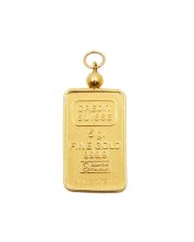 5 Gram Credit Suisse .9999 Fine Gold Bar Set in Solid 14K Yellow Gold Bezel