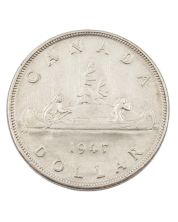 1947 Blunt-7 Canada $1 silver dollar VF