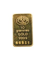 Johnson Matthey 10g Gold Bar London Crossed Hammer Logo .9999 Fine Rare