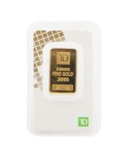 5 Gram TD Bank .9999 Fine Gold Bullion Bar – Sealed Assay Card – TD Precious Metals