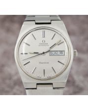 Omega Geneve 166.0125 Silver Brushed Dial Stainless Original Bracelet Mens Watch