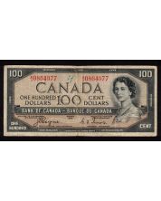 1954 Canada $100 devils face banknote Coyne Towers A/J 0864977 VG/F