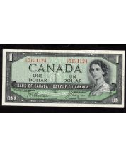 1954 Canada $1 devils face banknote Beattie Coyne R/A 5131124 VF+