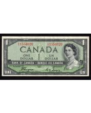 1954 Canada $1 devils face banknote Coyne Towers B/A 1554020 nice VF